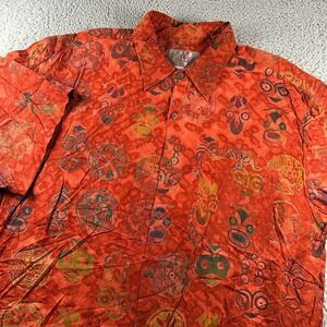 The Territory Ahead Shirt‎ Mens XXL Red Rayon Hawaiian Camp Button Up Abstract